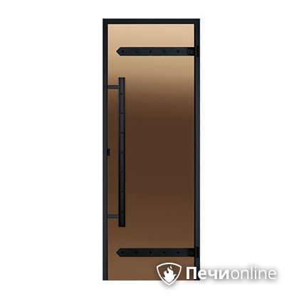 Дверь для бани Harvia Стеклянная дверь для сауны LEGEND 7/19 черная коробка сосна бронза  D71901МL в Новоуральске