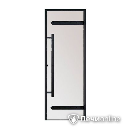 Дверь для бани Harvia Стеклянная дверь для сауны LEGEND 7/19 черная коробка сосна сатин D71905МL в Новоуральске